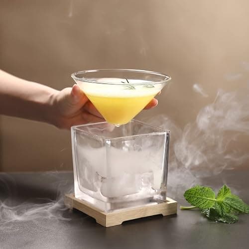 USEEKRIL Caviar Serving Set,Stemless Martini Glasses Set of 2 with Caviar Chiller - Martini Glass with Dip Chiller Caviar Bowl - Elegant Bar Cocktail Glasses Gift Set for Manhattan,Margarita,Martini thumbnail 5