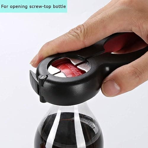 Otstar 6 in 1 Multi Opener, All in One Bottle Opener, Can, Soda, and Jar Openers, Twist Off Lid – Open Sesame Can Opener for Seniors and Arthritic Hands (Black and Red) thumbnail 4