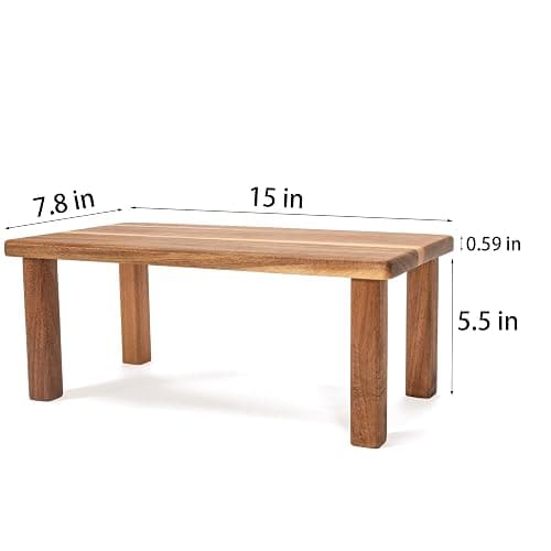RiLiKar Acacia Wooden Desktop Organizer Shelf Kitchen Cabinet and Counter Riser Display Shelf for Top of Desk Home Office Bathroom Coffee Table Display Stand thumbnail 3