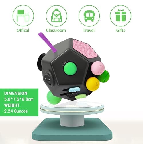 VCOSTORE Fidget Cube for Kids Adults, Fidget Toys for Anxiety, Cube Fidgets Toy Anti Stress Autism OCD ADHD, 12 Sided Sensory Toys for Adult Girls Boys Teens thumbnail 5