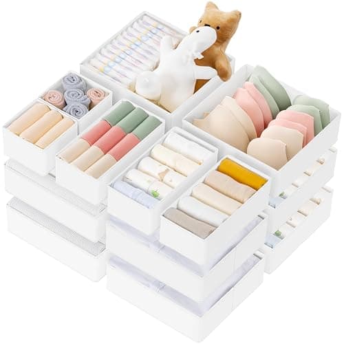 Criusia Drawer Organizer Clothes, 21 Pack Dresser Organizer for Baby Clothes, Underwear, Sock- Foldable Closet Organization and Storage Dividers Bins for Nursery, Bedroom (White) - Image 1