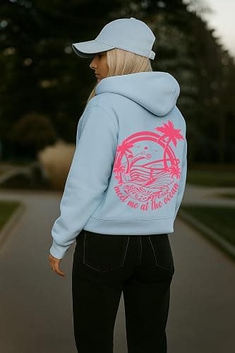 Palm Graphic Hoodies for Women Girls Juniors Aesthetic Y2k Sweatshirts Preppy Outfit thumbnail 2