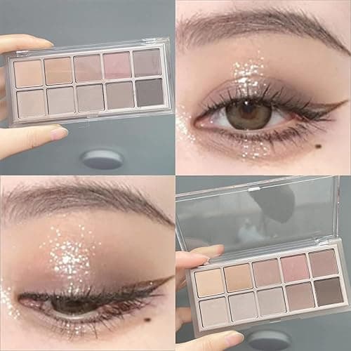 Erinde 10 Colors Nude Eyeshadow Palette, Taupe Brown Mavue Matte Eye Shadow Palette Makeup, Neutral Grey Smokey Eye Pallete, Ultra-Blendable, Long Lasting Natural Eyeshadow for Older Women, Cement thumbnail 5