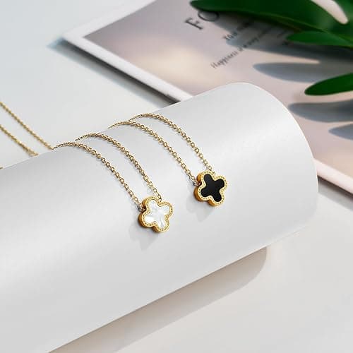 NAWU 18K Gold Clover Pendant Necklace for Women Lucky Four Leaf Clover Necklace Set Fashion Jewelry Gifts for Women thumbnail 4