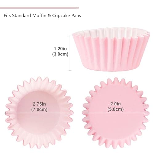 Caperci Grease-Resistant Standard Pink Cupcake Liners 150 Counts - Heavy Duty Paper Muffin Baking Cups, Odorless, No Muffin Pan Needed, Easily Peels (Pink) thumbnail 3