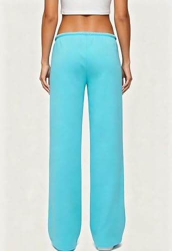 Women Y2K Straight Leg Sweatpants Cute Drawstring Low Rise Sweat Pants | Teen Girls Wide Leg Sweatpants Baggy Joggers Cotton Casual Basic Drawstring PJ Lounge Pants,Stretch Active Pants for Women thumbnail 6