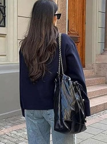 CHARTOU Women Crop Pea Coat Wool Blend Winter Loose Casual Short Jacket Outwear thumbnail 5