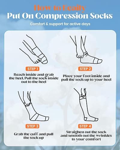 LEVSOX Cotton Compression Socks for Women Men 20-30 mmHg Knee High Cute Support Sock for Nurses Flying Pregnancy thumbnail 6