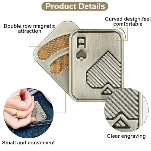 HOTUT Metal Poker Fidget Slider, Portable Metal Poker Stress Relief Toy, Toy Metal Poker, EDC Adult Fidget Toys, Office Desk Magnetic Haptic Blocks, Gifts for Boyfriend and Father thumbnail 5