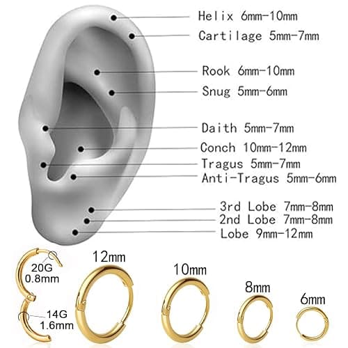 4 Pairs Small Gold Hoop Earrings Set for Women, 14k Gold Plated Cartilage Hoop Earring Hypoallergenic Small Hoop Earrings for 2nd 3rd Hole Huggie Hoop Earrings for Women Men Gifts (Gold-1.6mm) thumbnail 2