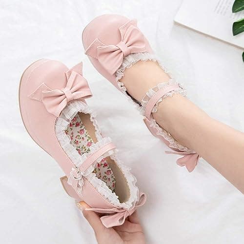 LUXMAX Women Kawaii Mid Block Heel Mary Jane Rockabilly Pumps with Bow Platform Chunky Heel Cute Sweet Shoes thumbnail 6