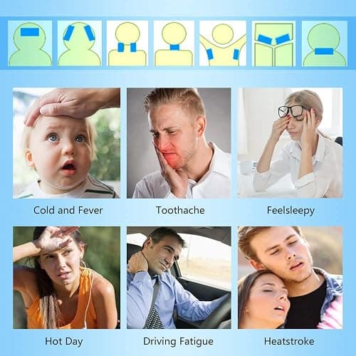 20 Sheets Cooling Patches for Fever Discomfort & Pain Relief, Cooling Relief Fever Reducer, Soothe Headache Pain, Pack of 20 Blue thumbnail 5
