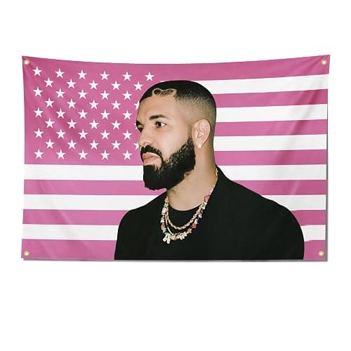RUNNION Drake Pink Flag Wall Hanging Flag Polyester Fabric Decoration for Homes Flag 3x5 FT Dormitory Room Decoration, RU-03 - Image 1