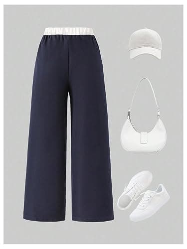 RoseSeek Girl's Baggy Sweatpants Letter Print Elastic Waist Wide Leg Pants Joggers Track Pants Trendy thumbnail 2