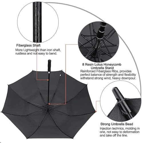 G4Free 47/54/62/68 Inch Automatic Open Golf Umbrella Oversize Extra Large Double Canopy Vented Windproof Waterproof Stick Umbrellas thumbnail 7