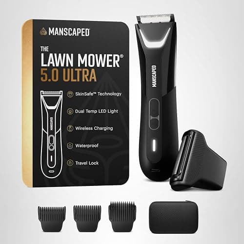 MANSCAPED® The Lawn Mower® 5.0 Ultra Groin & Body Hair Trimmer – Dual-Head SkinSafe® Trimmer & Foil Blades, Waterproof Wet/Dry Groomer, USB-C Rechargeable with Travel Case, Men’s Ball Shaver, Black thumbnail 10