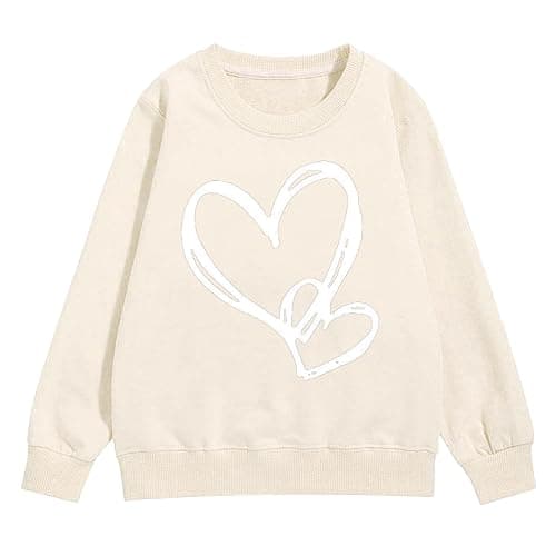Girls Preppy Heart Sweatshirts Oversized Pullover Sweatshirt Kids Fall Winter Long Sleeve Cute Trendy Hoodies thumbnail 2