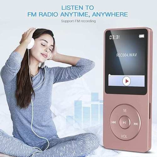AGPTEK A02PL 64GB MP3 Player, 70 Hours Playback Lossless Sound Music Player, Supports up to 128GB(Rose Gold) thumbnail 9