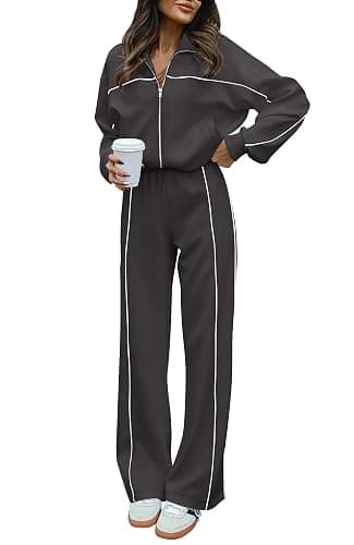 BTFBM Women's Two Piece Tracksuit Fall 2025 Long Sleeve Zip Up Sweatshirt Long Pants Outfits Jogger Sweatsuit Sets - Image 1