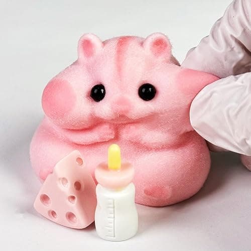 Handmade Taba Squishy Hamster Toy, Cute Squishy Hamster Fidget Toy, Realistic Hamster Toy, Soft Silicone Mochi Furry Toy, Stress Relief Gift for Adults & Kids, Sensory Anxiety Plushie (Pink) thumbnail 8