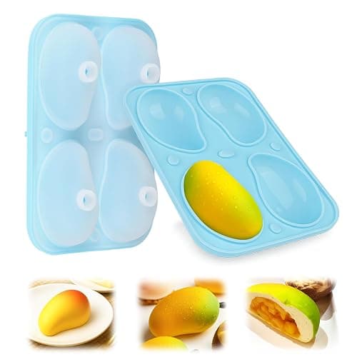 Palksky Mango Silicone Molds, 1Pack 4 Cavity 3D Fruit Pastry Molds for Chocolate, Candy, Ice Cream, Pudding, Jelly, Bakeware, Mousse Cakes Baking Supplies - Image 1