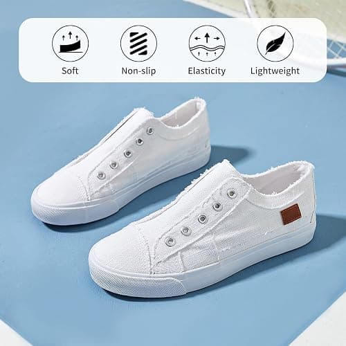 Women's Slip on Shoes Non Slip Fashion Canvas Sneakers Low Top Casual Shoes thumbnail 5