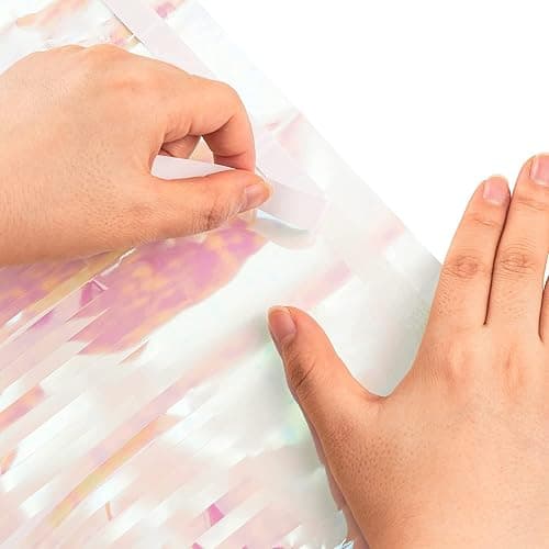 BRAVESHINE Iridescent Fringe Backdrop | Holographic Party Streamers Curtain | 2 Pack 3.2x6.5ft Photo Booths Props for Girl/16th/18th/Birthday/Engagement/Bridal/Anniversary/Bachelorette Party Decorations thumbnail 9