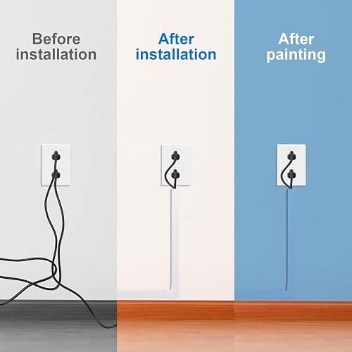 Cord Hider, 58in Cable Hider, Cord Covers for Wires on Wall, Paintable Cable Cover Raceway, Wire Hiders for TV on Wall, Cord Concealer, Cord Cable Management, 4X L14.5 W0.96 H0.58in, White thumbnail 6