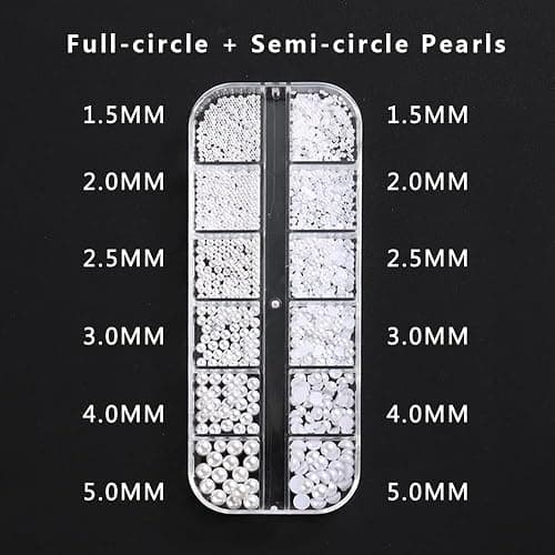 Multi Sizes Round and Half Round Pearls 3D Nail Charms, White Flatback Pearls Nail Jewelry for Women Girls Manicure Nails Supplies DIY Crafts Decorations…… thumbnail 5