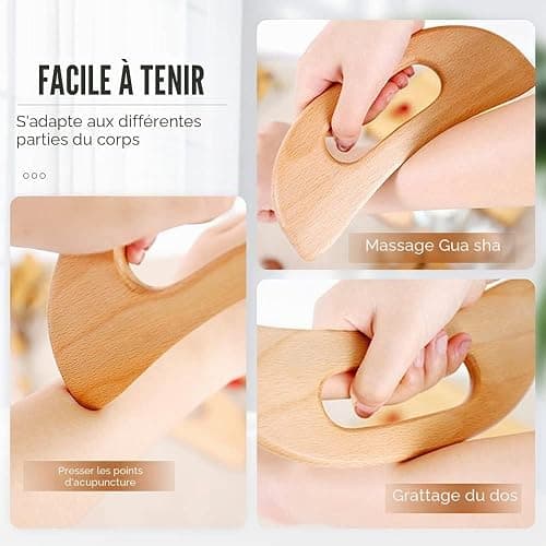 Binlingdaily Outils de massage thérapeutiques 6Pcs pour façonner le corps, kit Maderoterapia pour drainage lymphatique anti-cellulite, massage incurvé en bois pour jambes et ventre thumbnail 3