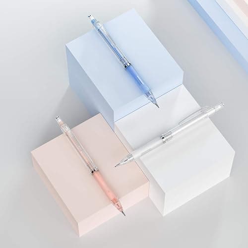 Nicpro 23PCS Pastel Mechanical Pencil 0.5 & 0.7 mm with Case for School, with 12 tubes HB Lead Refills, 3 Erasers, 9 Eraser Refills For Student Writing, Drawing, Sketching, Blue & Pink & White Colors thumbnail 2