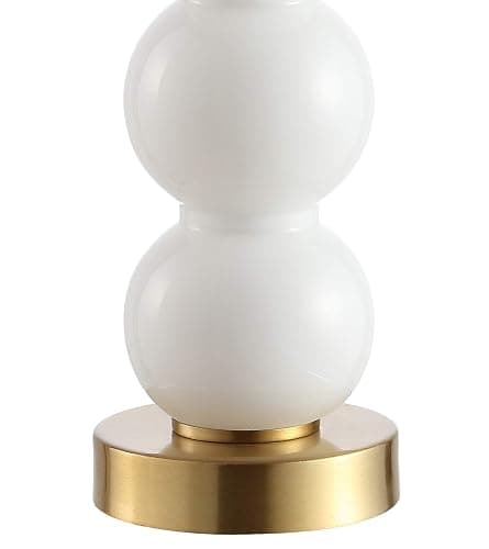 JONATHAN Y JYL1021A February 21" Glass/Metal LED Table Lamp Contemporary Bedside Desk Nightstand for Bedroom Living Room Office College Bookcase LED Bulb Included, White/Brass Gold thumbnail 7