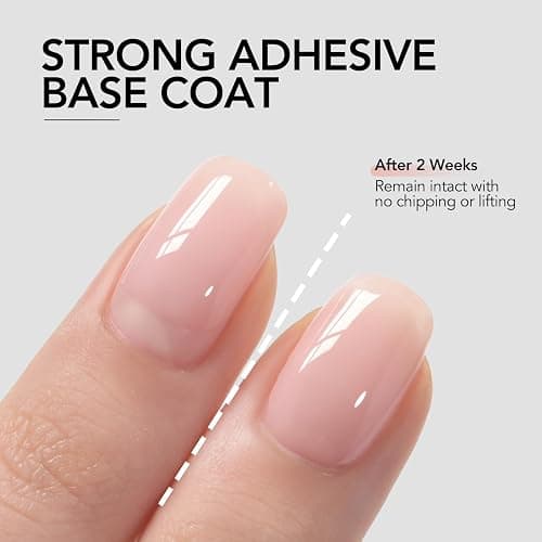 GAOY 16ml Gel Top Coat, Base Coat and 1352 Milky Pink Gel Polish Set, 3 Pcs | Clear Glossy No Wipe Gel Top Coat, Base Coat and Sheer Nude Color Gel, UV Light Cure Needed thumbnail 4