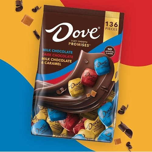 DOVE PROMISES Milk Chocolate, Dark Chocolate and Milk Chocolate & Caramel Assorted Chocolate Candy, 136 Ct Bulk Bag thumbnail 4