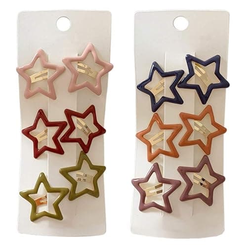 Pinksee 12 Pcs Metal Snap Hair Clips Star Hair Barrettes Hair Accessories for Women Girls (Star) - Image 1
