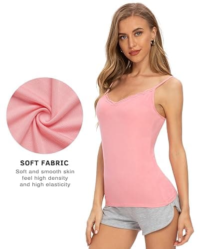 Knuffnee Women Camisole Tops Spaghetti Strap Tank Top V Neck Lace Cami Vests 4 Pack thumbnail 3