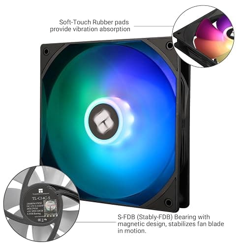 Thermalright 140MM Quiet PWM Fan, 1500RPM, Desktop Case Cooling Fan thumbnail 4