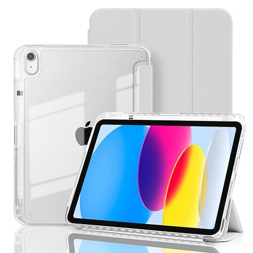 Ruizextech Case for iPad A16 11th Generation 11 Inch 2025, iPad 10th Generation 10.9 Inch 2022, Hybrid Protective Cover with Pencil Holder, Clear Transparent Back Shell, Anti-Yellowing Case, Gray - Image 1