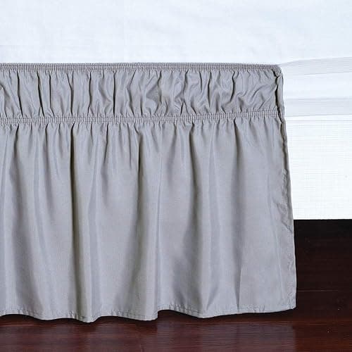 MEILA Wrap Around Bed Skirt Three Fabric Sides Elastic Dust Ruffled 16 Inch Tailored Drop,Easy to Install Fade Resistant-Grey, Twin/Full thumbnail 5