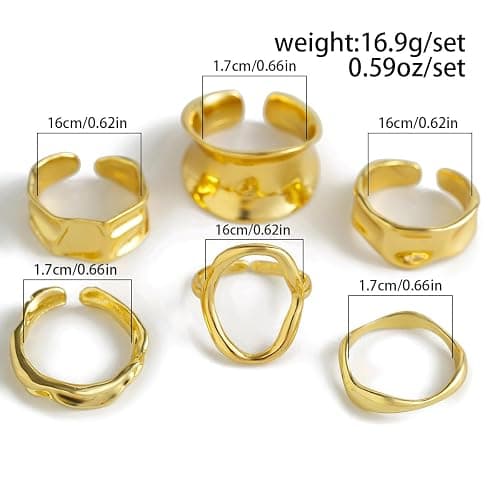 ONBRIG Rings for Women Chunky Rings Set Adjustable Thick Rings Big Large Stackable Ring for Women Bold Thick Statement Ring Trendy Chunky Jewelry thumbnail 5