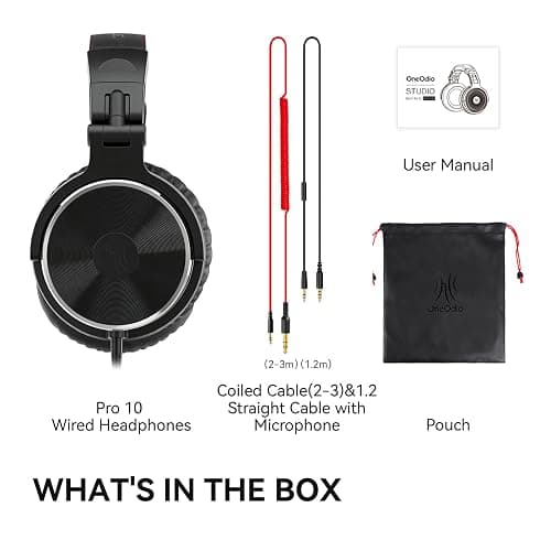 OneOdio Wired Over Ear Headphones Hi-Res Studio Monitor & Mixing DJ Stereo Headsets with 50mm Drivers and 1/4 to 3.5mm Jack for AMP Computer Recording Podcast Keyboard Guitar Laptop - Black thumbnail 9