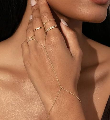 iF YOU Gold Rings for Women Non Tarnish, Trendy 14K Gold Plated Jewelry for Women Dainty Stackable Cubic Zirconia Knuckle Ring Set Statement Chunky Stacking Band Rings Size 5 6 7 8 9 thumbnail 7