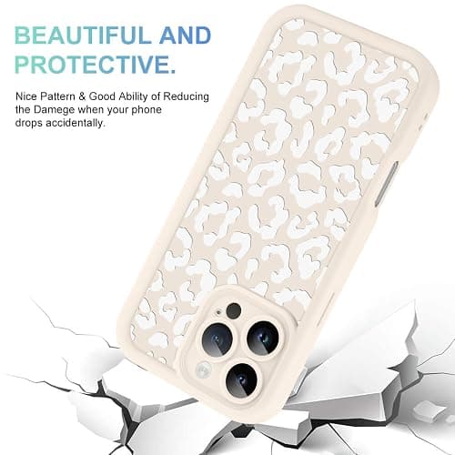 MOWIME Compatible with iPhone 16 Pro Max Case, Cheetah Print Shockproof Soft TPU Protective Cover for Women Girls, Slim Anti Scratch Leopard Case for iPhone 16 Pro Max 6.9 Inch, White thumbnail 3