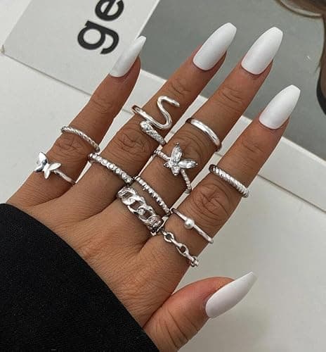 iF YOU 30 Pcs Gold Knuckle Rings Set for Women, Vintage Stackable Cute Finger Midi Rings, Fashion Simple Silver Rings Pack Jewelry for Women Gift thumbnail 9