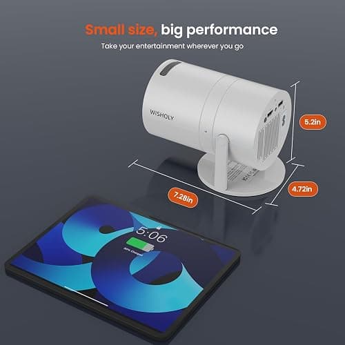 WISHOLY Mini Projector with WiFi and Bluetooth, Portable Movie Projector with 180° Rotatable, 1080P HD Supported, Auto Vertical Keystone, Compatible with Smartphone, TV Stick, Laptop, HDMI, USB thumbnail 9