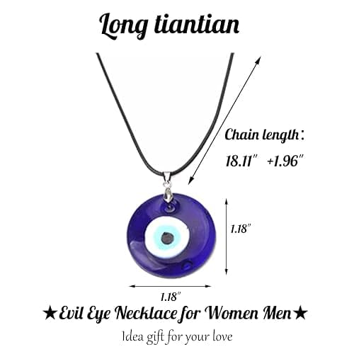 Long tiantian Evil Eye Necklace for Women Evil Eye Pendant Protection Necklaces for Men Leather Rope Glass Inspirational Jewelry Lucky Amulet Necklace thumbnail 4
