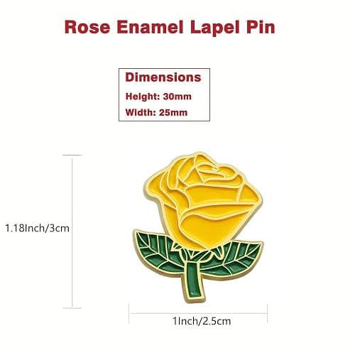 12/50/100Pcs Yellow Rose Pins Bulk 1.2“ -Valentine's Day Flower Enamel Lapel Pin Brooch Badge Gifts For Men Women Clothes Bags Hats thumbnail 3