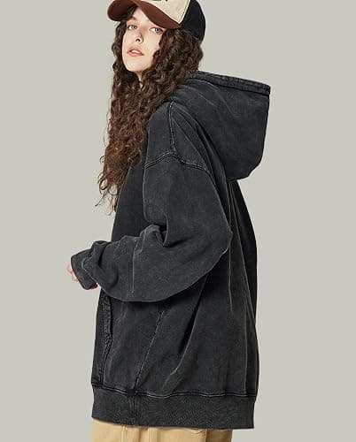 Dnzzs Men's Oversized Acid Wash Hoodies Heavyweight Cotton Fleece Sweatshirt Loose Fit Fall Winter Casual Streetwear Pullover thumbnail 8
