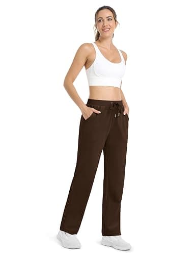 MAGCOMSEN Women's Velour Pants Soft Velvet Straight Leg Sweatpants Elastic Waist Warm Lounge Pant with Pockets thumbnail 4