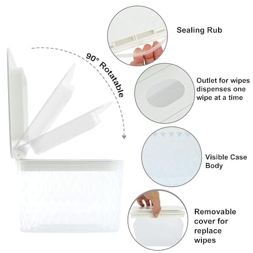 Hswt Wipes Dispenser Seal-Designed Wipe Dispenser Holder Wipes Case Box for Bathroom Keep Wipes Fresh, Dust-Proof & Non-Slip thumbnail 7